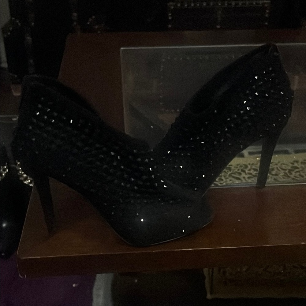 Black Studded High Heel Ankle Boots